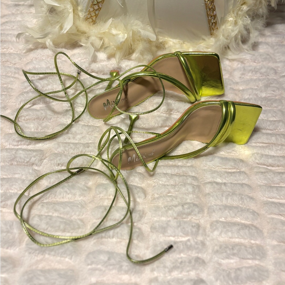 Women's Green Strappy Sexy Heels